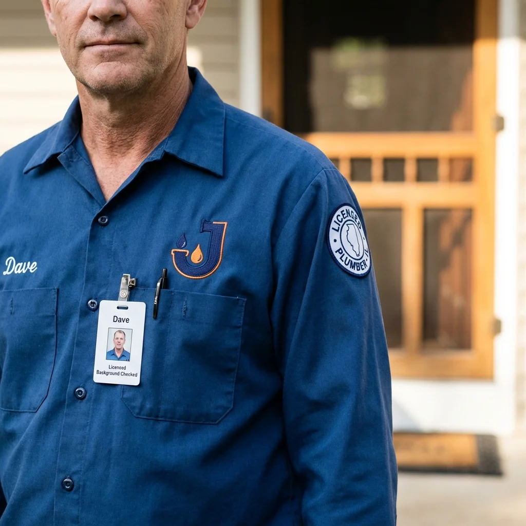 Licensed plumber showing ID badge in Altoona, PA
