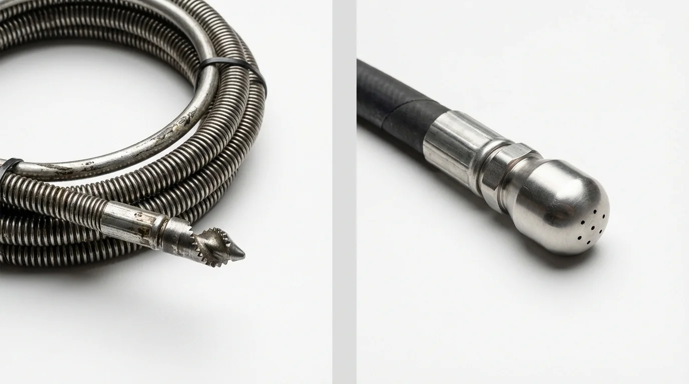 Drain snake cable and hydro jetting nozzle used for drain cleaning in Altoona, PA