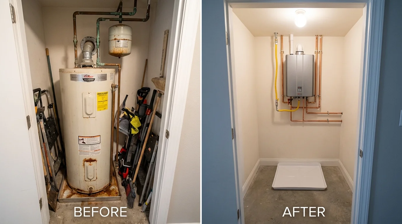 Tank water heater versus wall-mounted tankless unit comparison for Altoona, PA homeowners